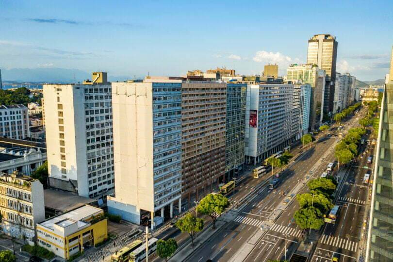 Vista Aérea da Fachada do Empreedimento | Vargas 1140, Construtora Cury | Presidente Vargas 1140, Centro, Rio de Janeiro, RJ