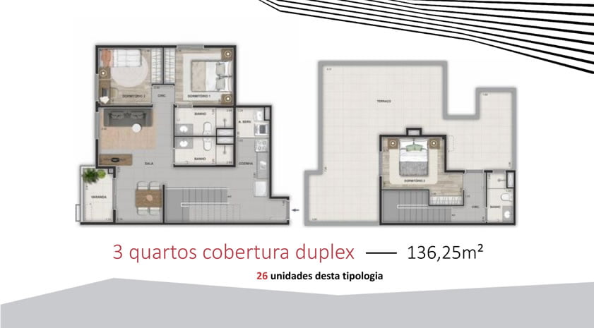 2 quartos com garden e suíte